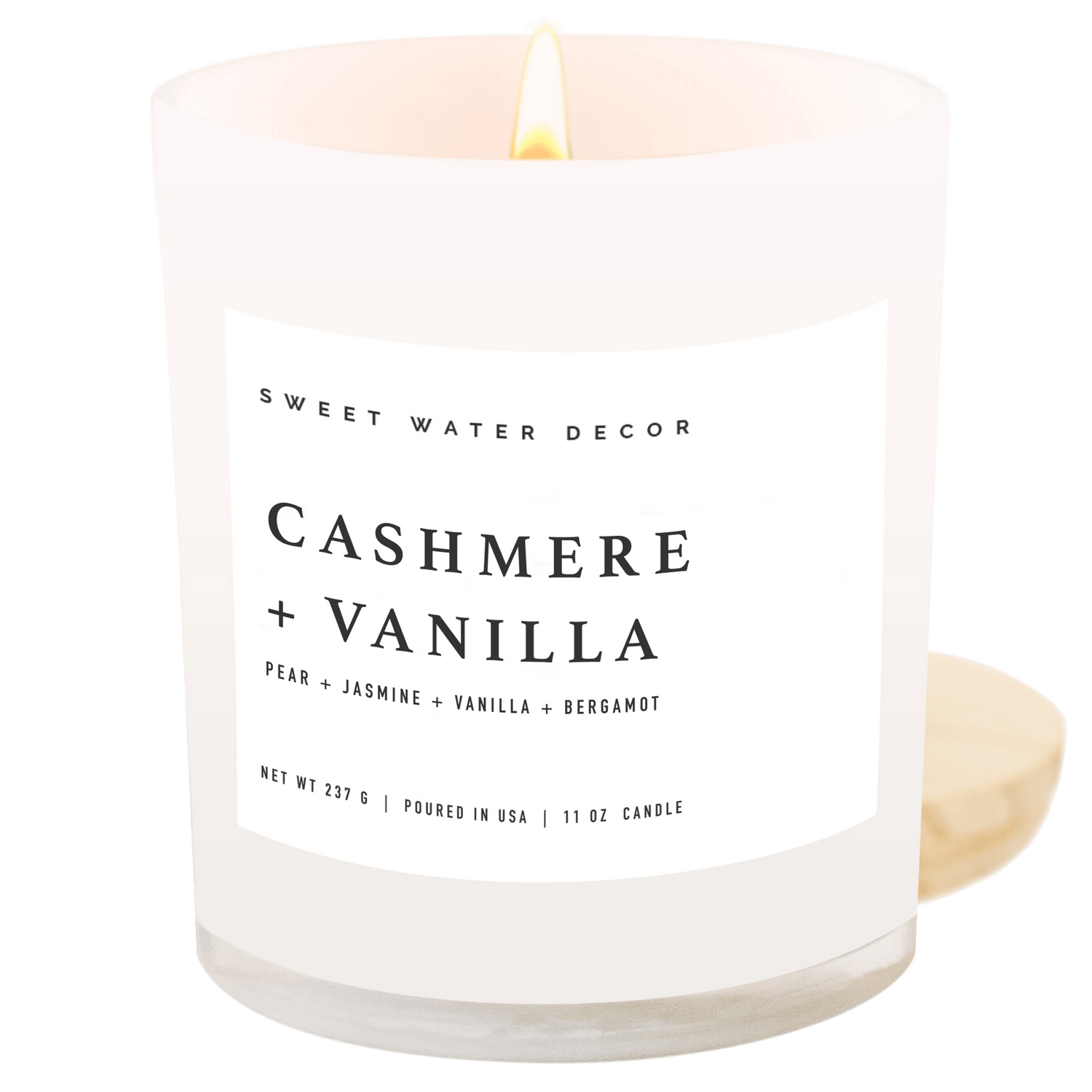 Sweet Water Decor Candles Cashmere and Vanilla Soy Candle - White Jar - 11 oz