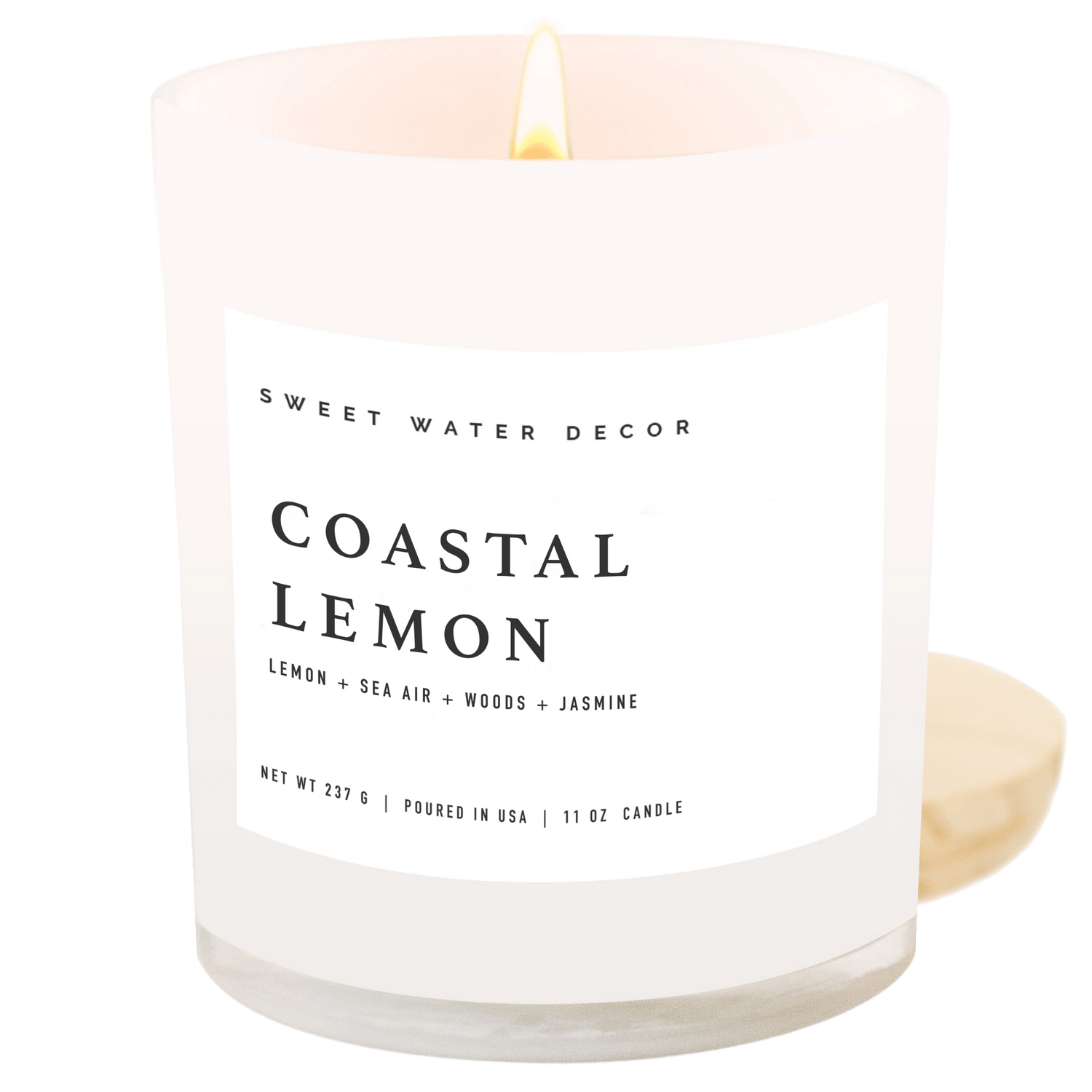 Sweet Water Decor Candles Coastal Lemon Soy Candle - White Jar - 11 oz
