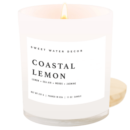 Sweet Water Decor Candles Coastal Lemon Soy Candle - White Jar - 11 oz