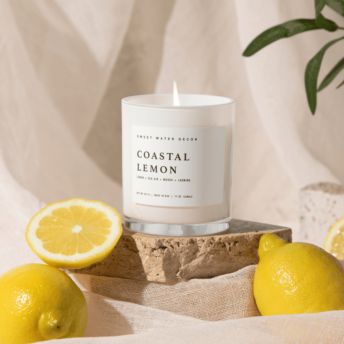 Coastal Lemon Soy Candle - White Jar - 11 oz