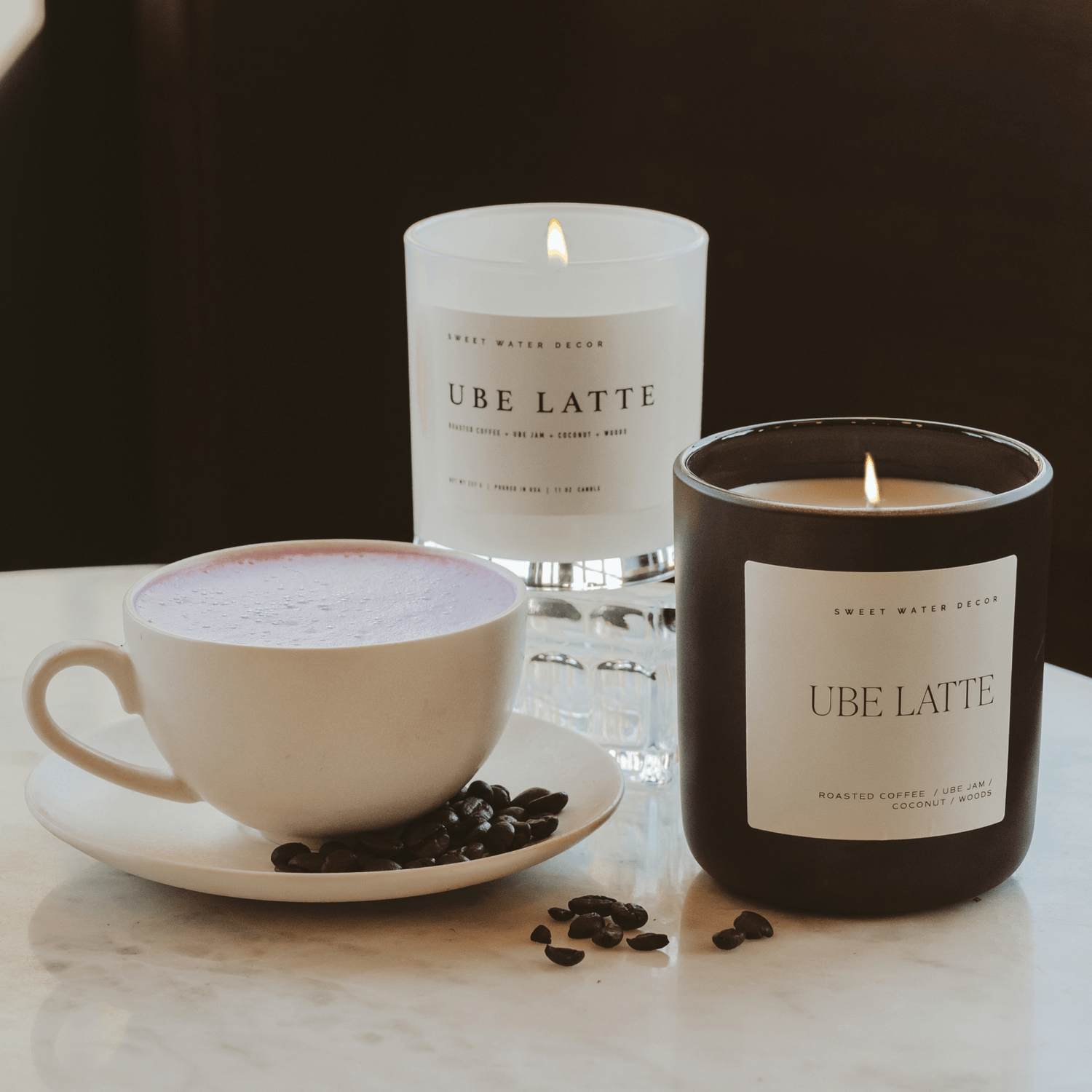 Ube Latte Soy Candle - White Jar - 11 oz