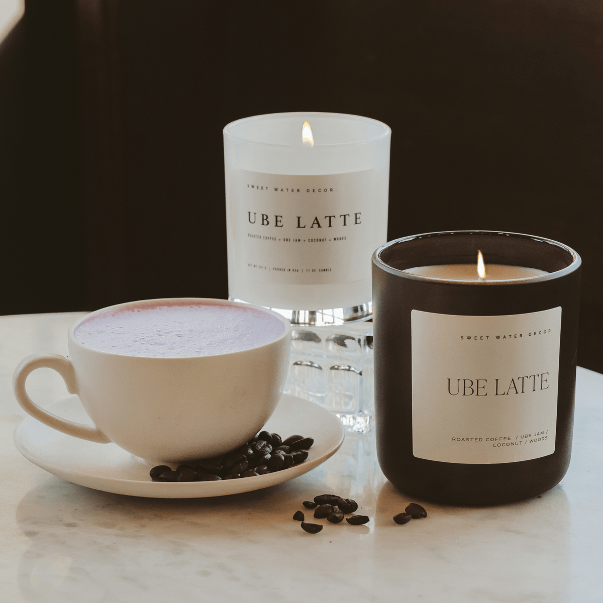 Ube Latte Soy Candle - White Jar - 11 oz
