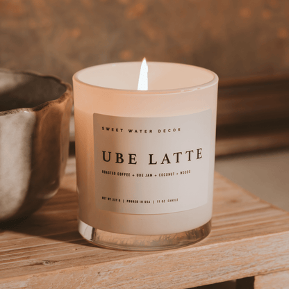 Ube Latte Soy Candle - White Jar - 11 oz