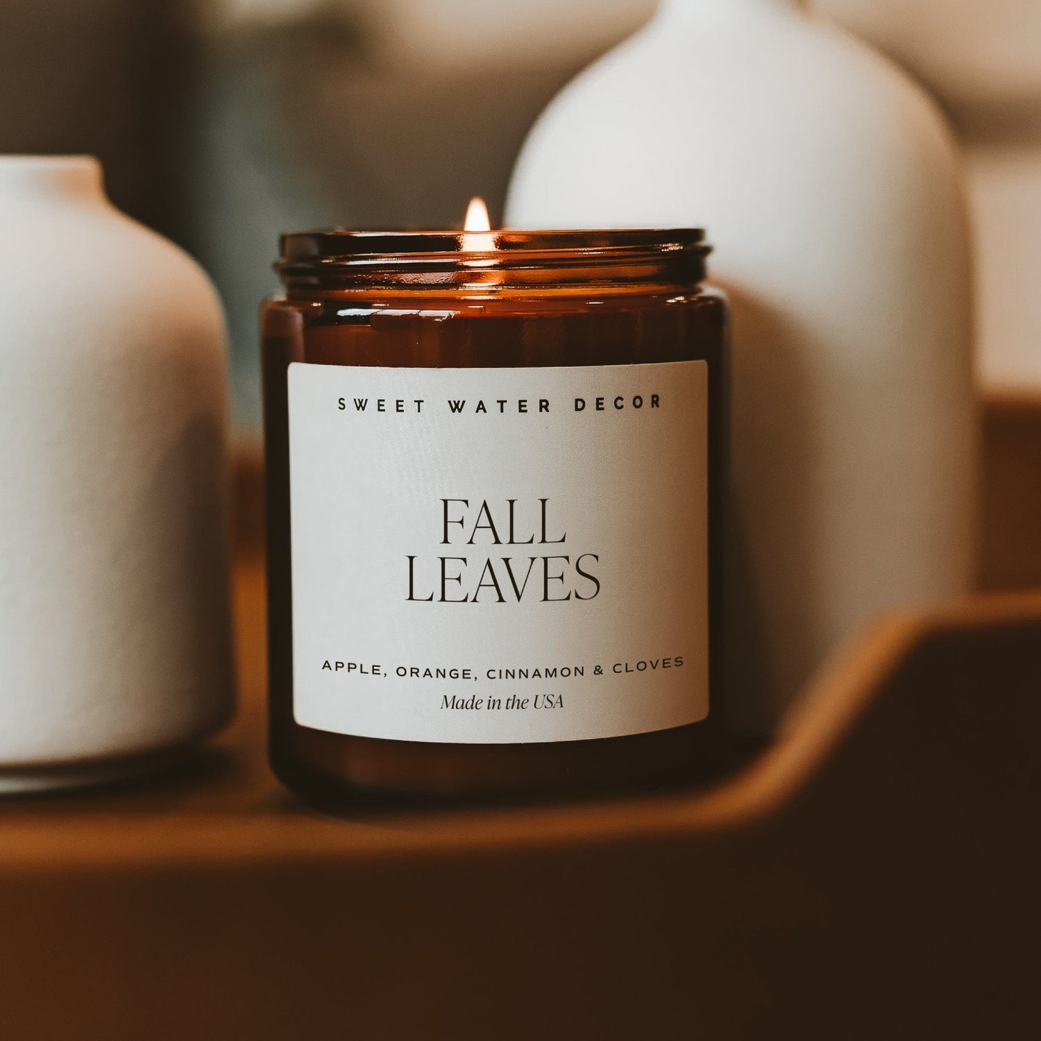 Sweet Water Decor Candles Fall Leaves Soy Candle - Amber Jar - 9 oz