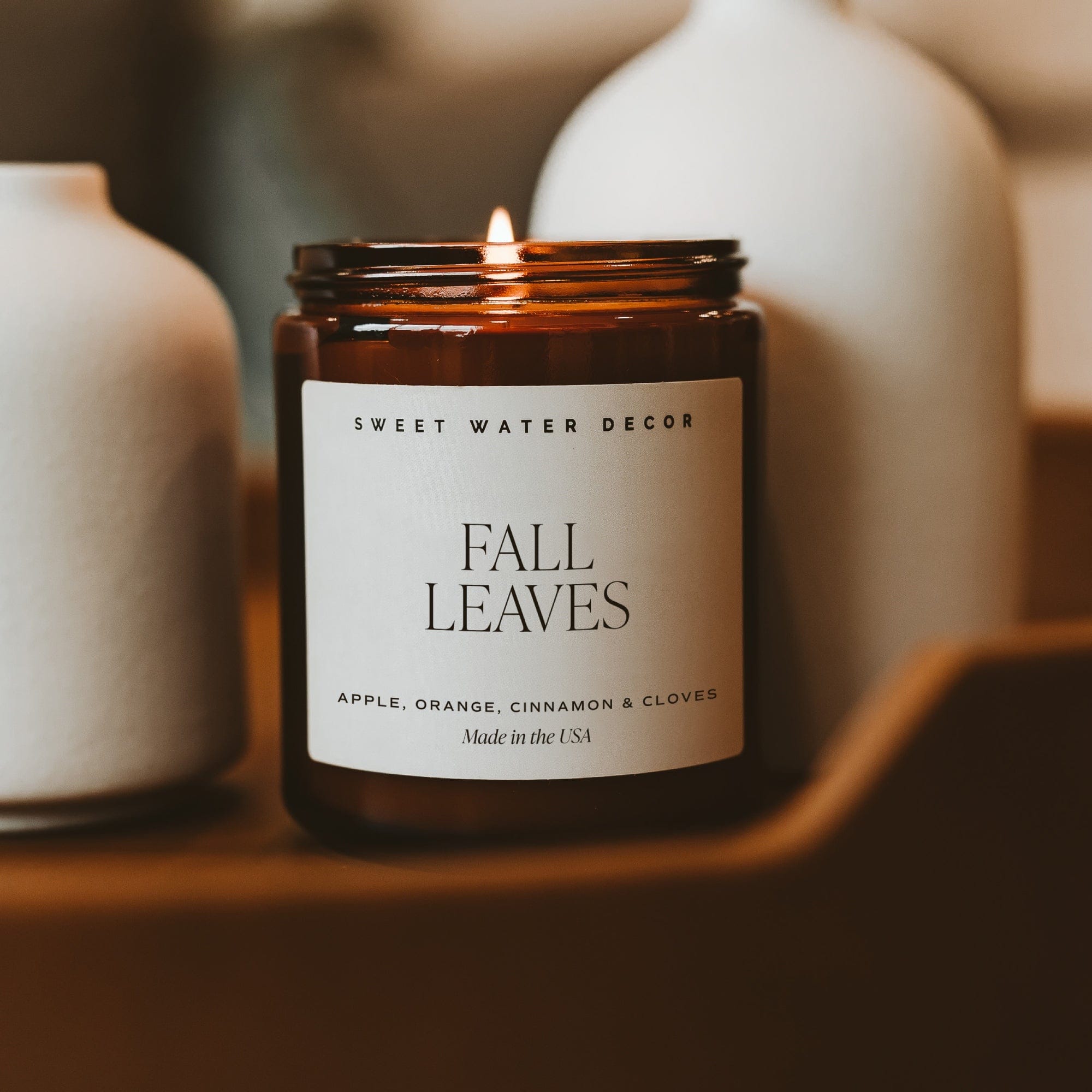 Sweet Water Decor Candles Fall Leaves Soy Candle - Amber Jar - 9 oz