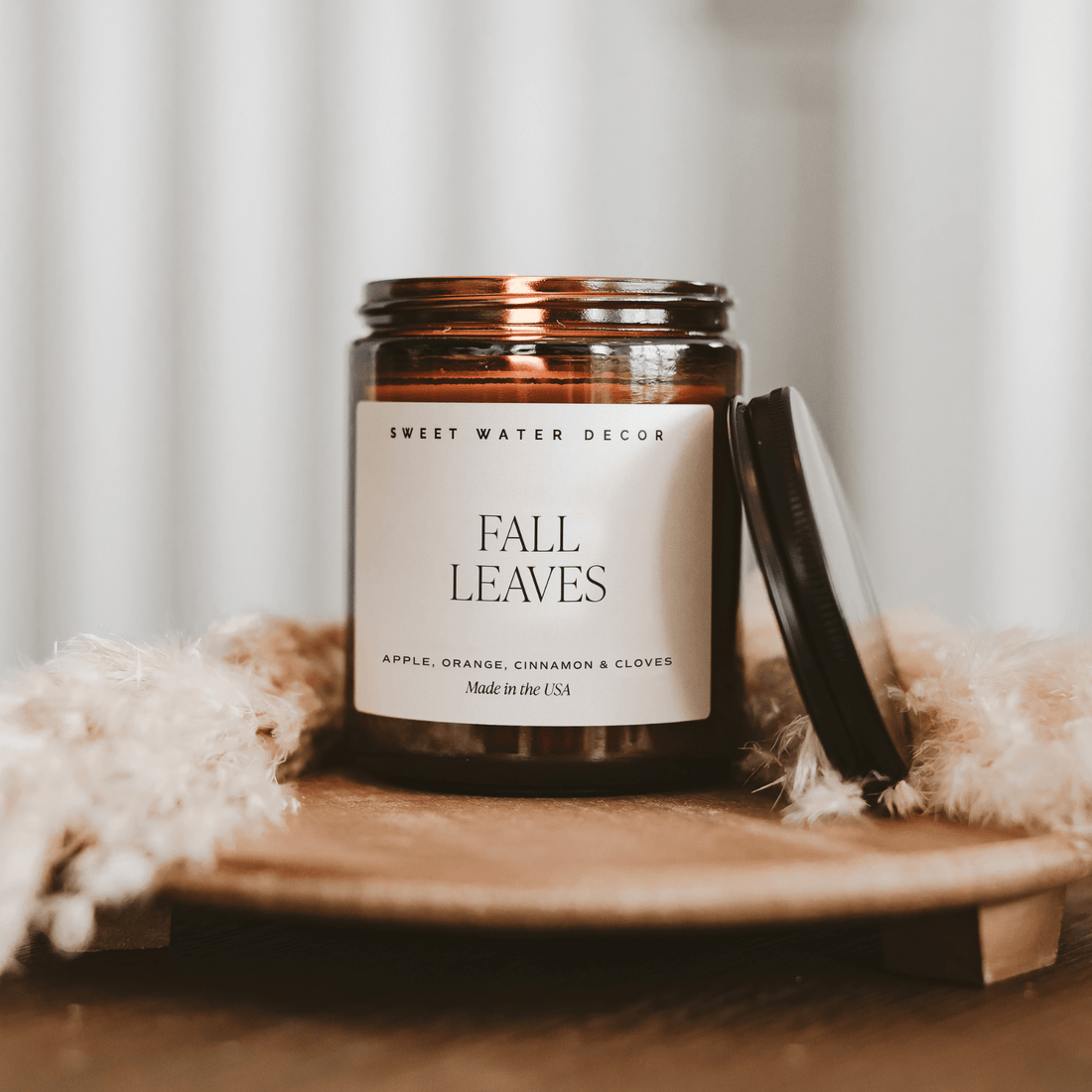 Fall Leaves Soy Candle - Amber Jar - 9 oz - My American Goods