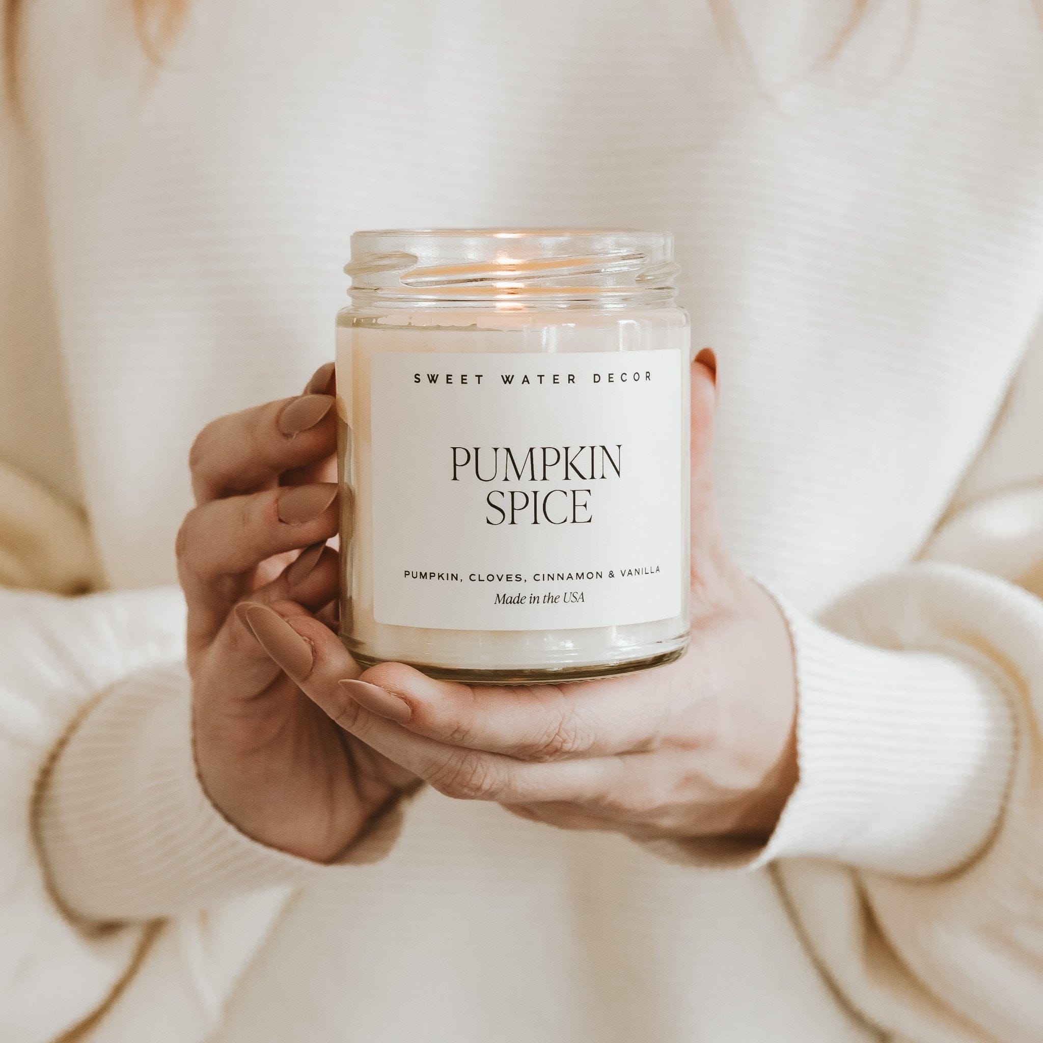 Sweet Water Decor Candles Pumpkin Spice Soy Candle | 9oz. Clear Jar