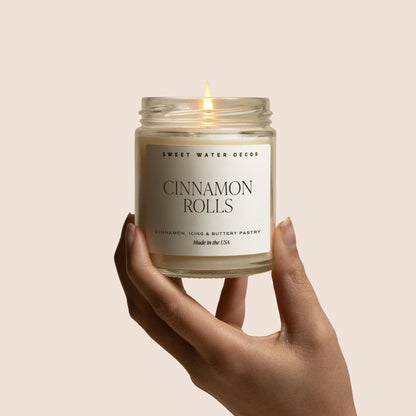 Sweet Water Decor Candles Cinnamon Rolls Soy Candle - Clear Jar - 9 oz