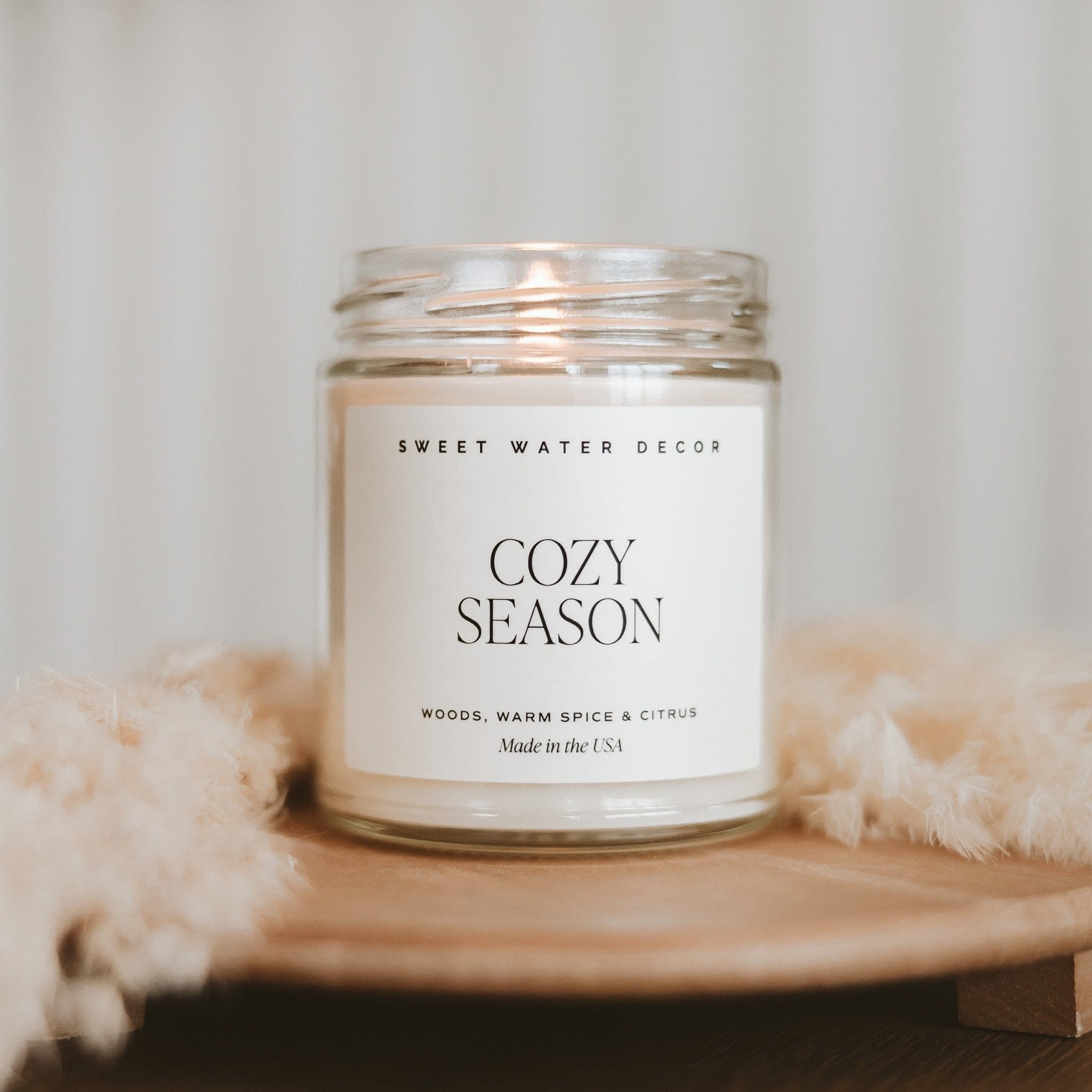 Sweet Water Decor Candles Cozy Season Soy Candle - Clear Jar - 9 oz