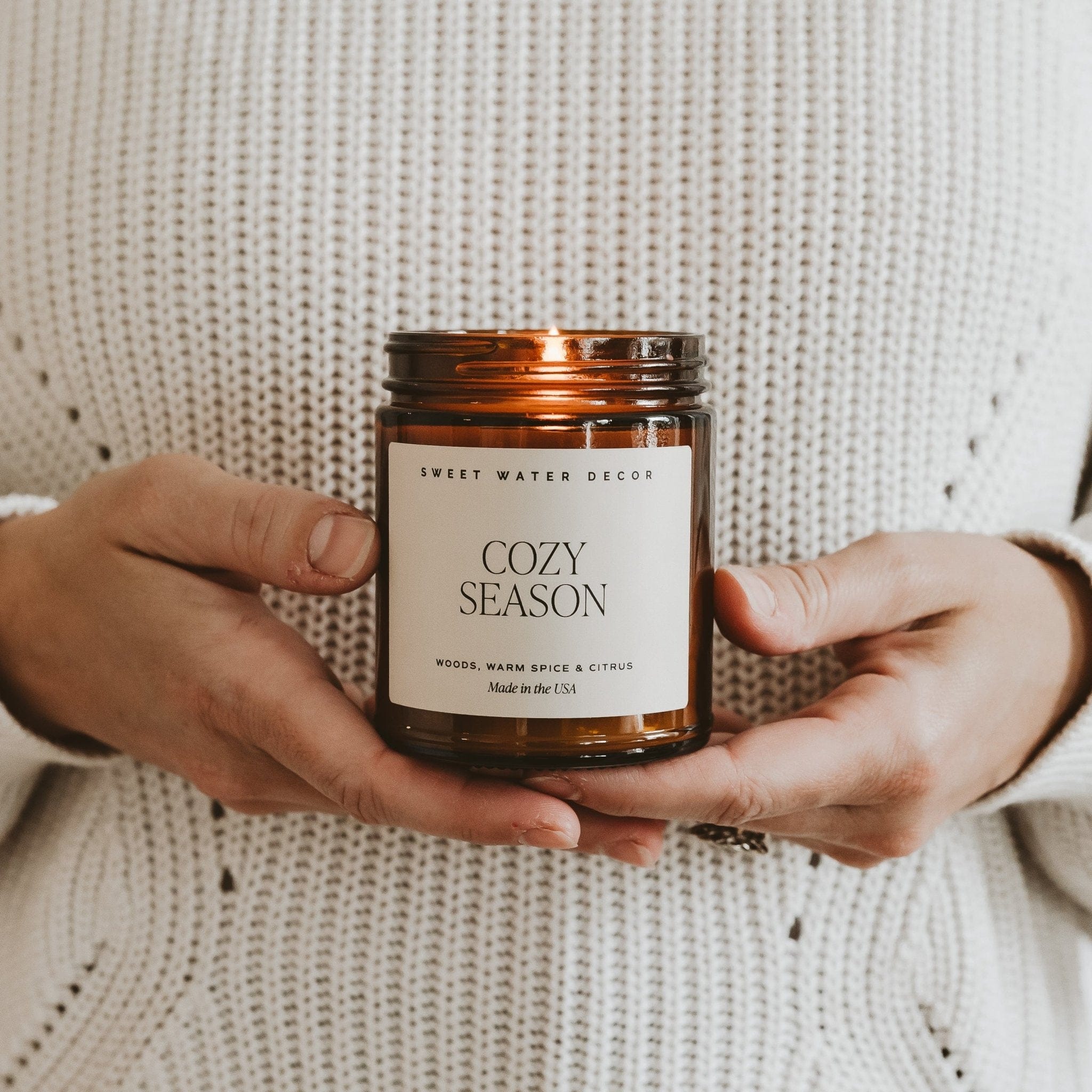 Sweet Water Decor Candles Cozy Season Soy Candle - Amber Jar - 9 oz
