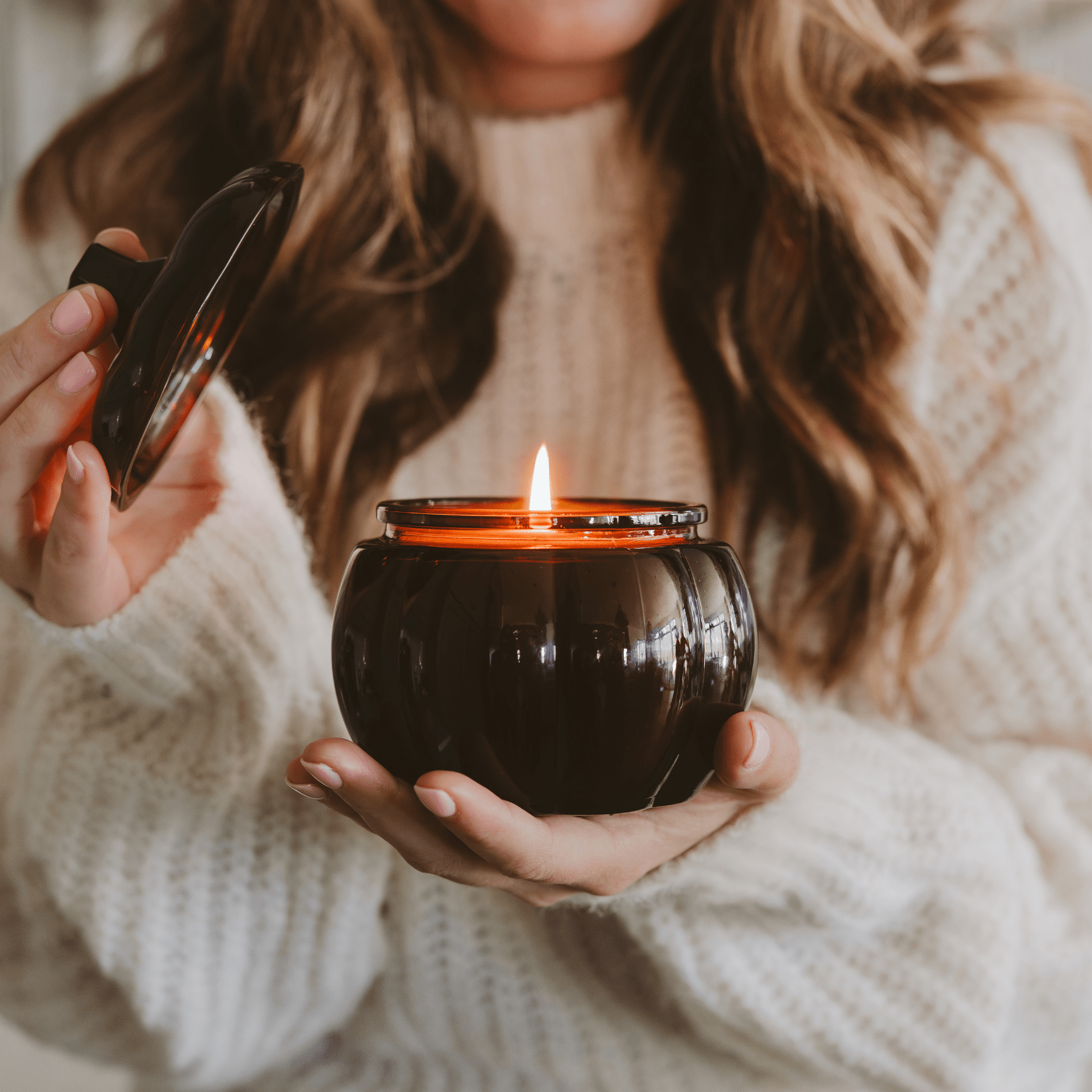 Sweet Water Decor Candles Hello Fall Soy Candle - Amber Glass Pumpkin Jar - 20 oz