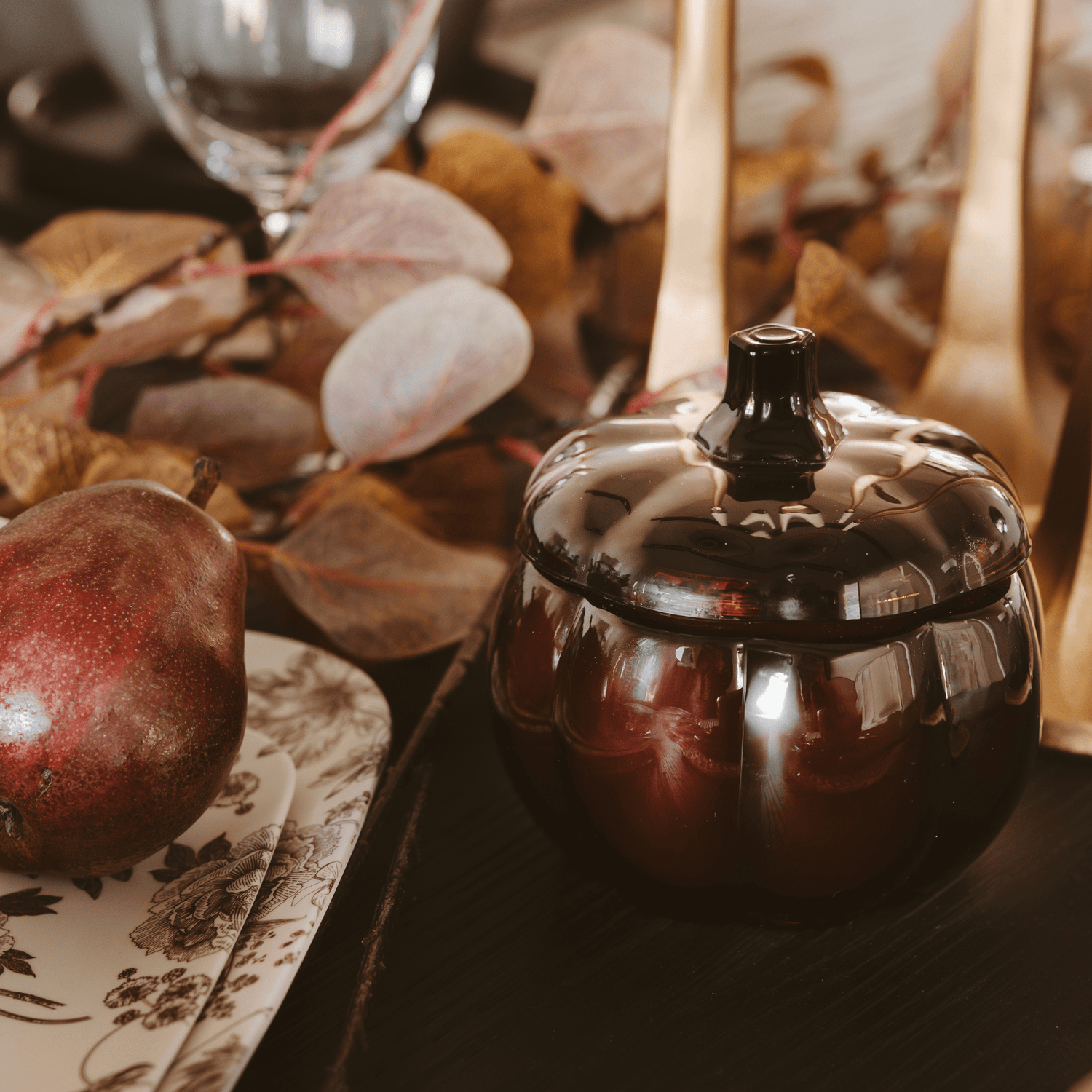 Sweet Water Decor Candles Hello Fall Soy Candle - Amber Glass Pumpkin Jar - 20 oz