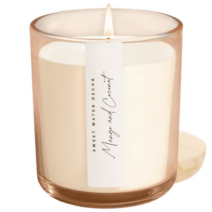 Mango and Coconut Soy Candle - Tinted Glass Jar - 12 oz