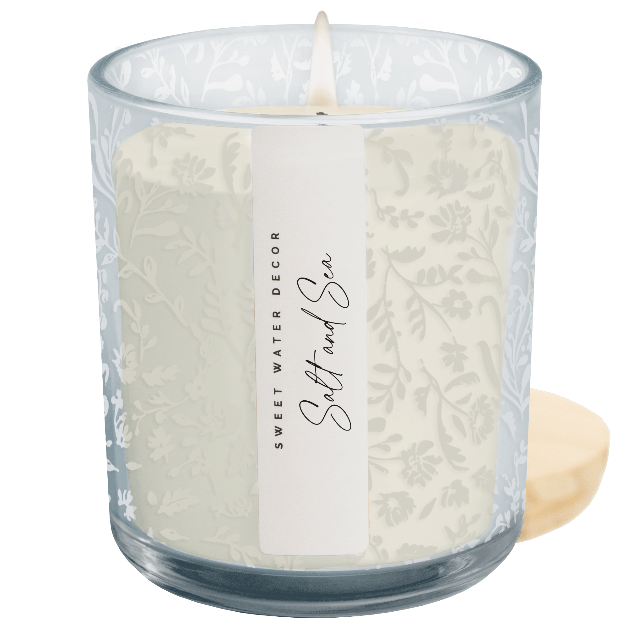 Salt and Sea Soy Candle - Blue Tinted Glass Jar - 12 oz