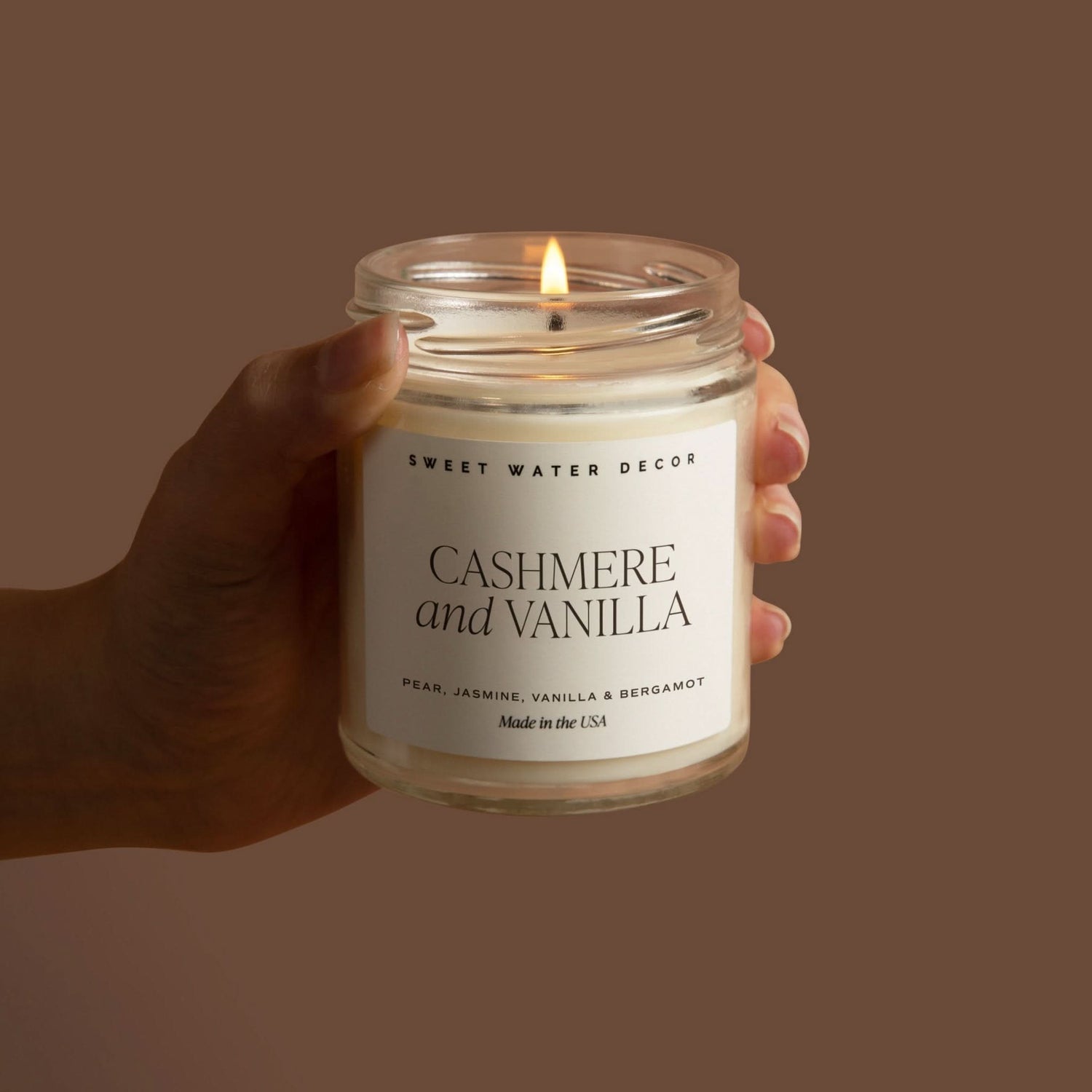 Cashmere and Vanilla Soy Candle - Clear Jar - 9 oz - My American Goods
