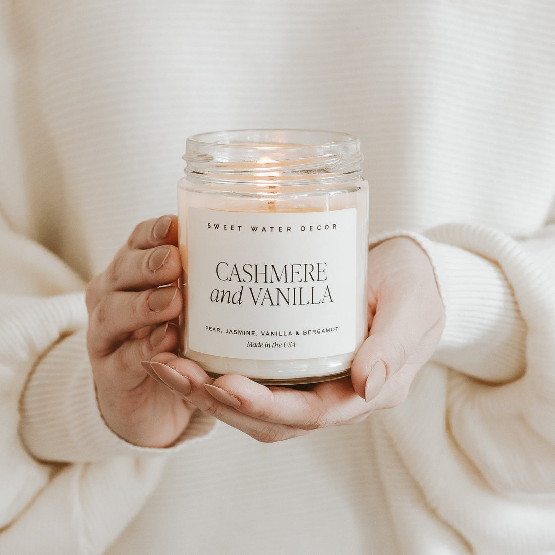 Cashmere and Vanilla Soy Candle - Clear Jar - 9 oz - My American Goods