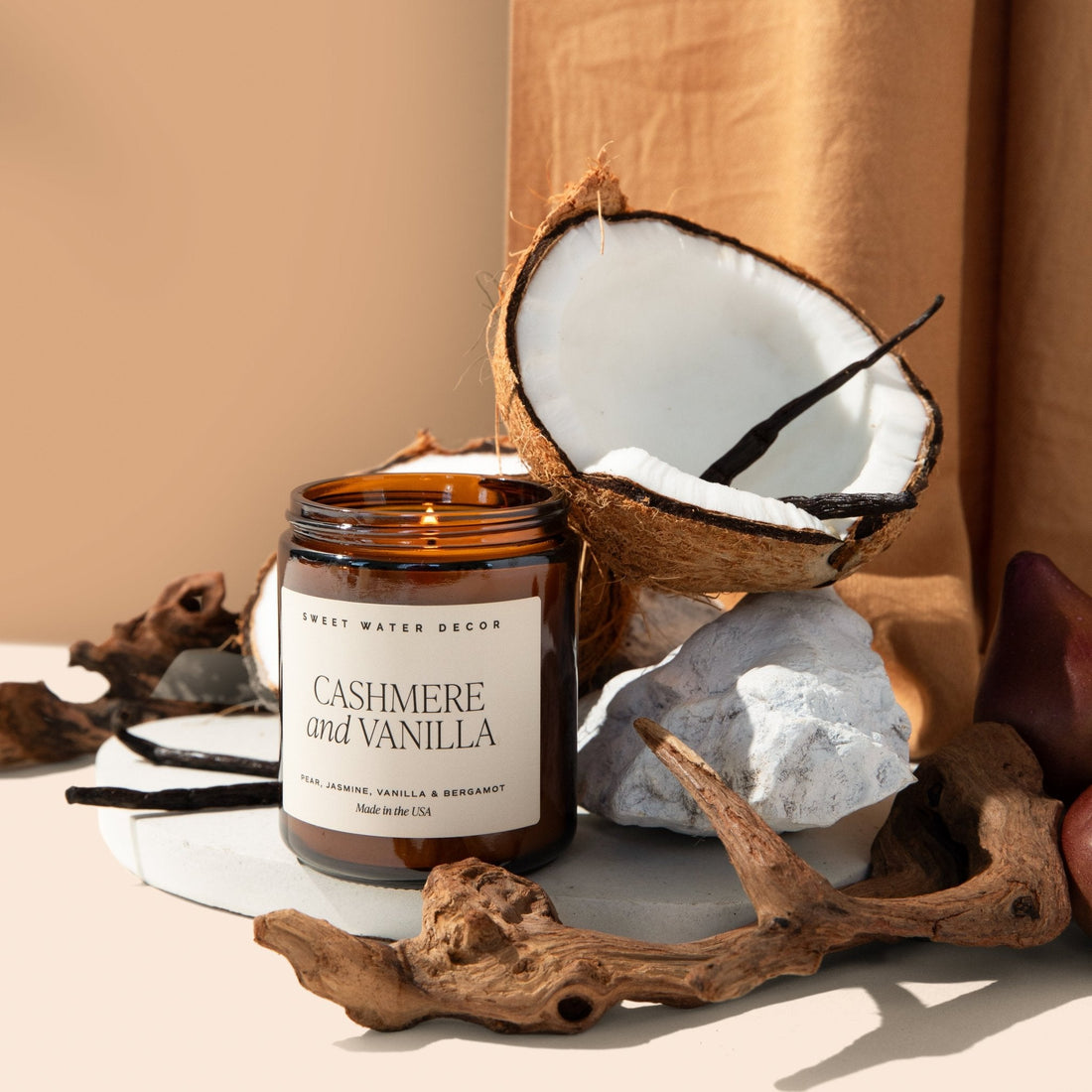 Cashmere and Vanilla Soy Candle - Amber Jar - 9 oz - My American Goods
