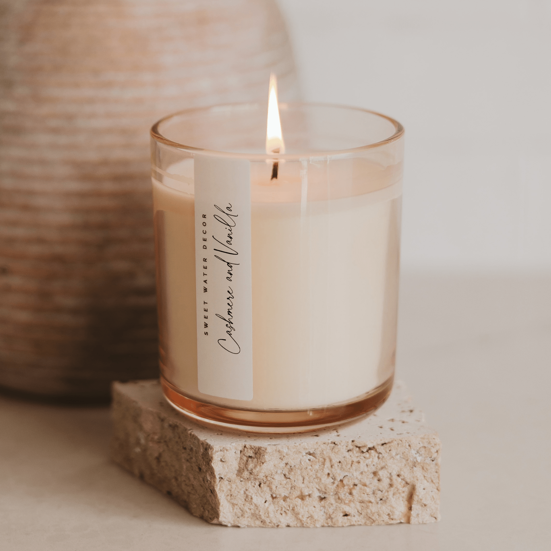 Sweet Water Decor Candles Cashmere and Vanilla Soy Candle - Tinted Glass Jar - 12 oz