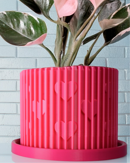 Modern Heart-Shaped Planter with Drainage &amp; Saucer – Unique Valentine’s Day Gift for Plant Lovers, 3d Printed Planter Home Hosting Decor,