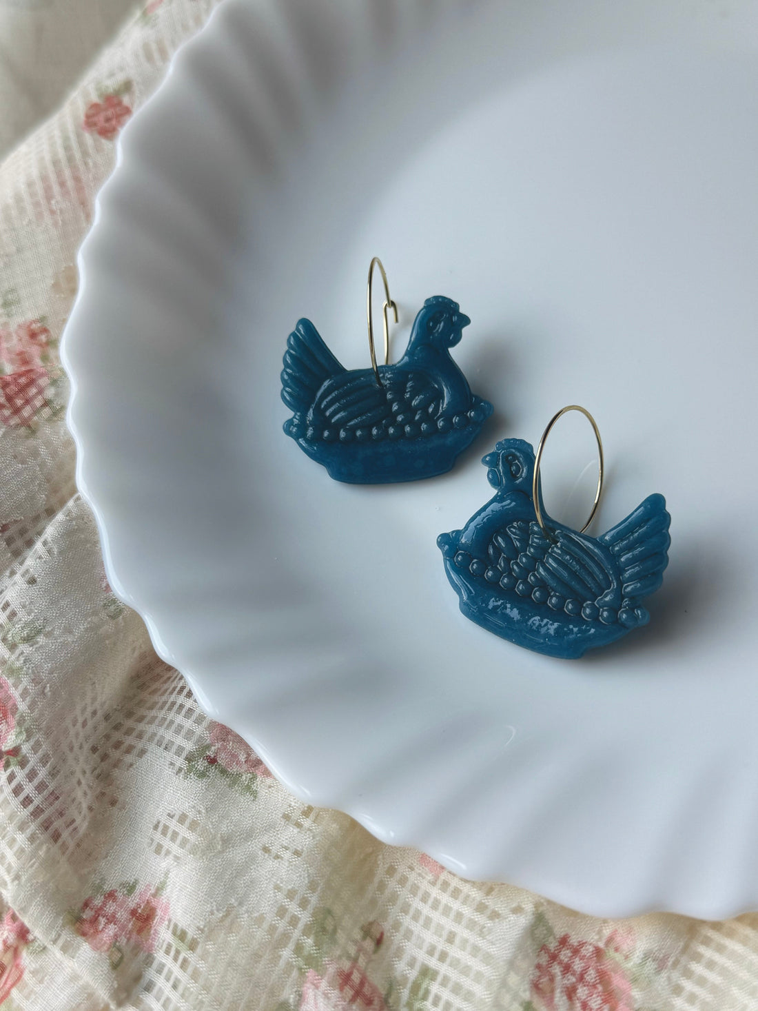 Hen On Nest, in Cobalt