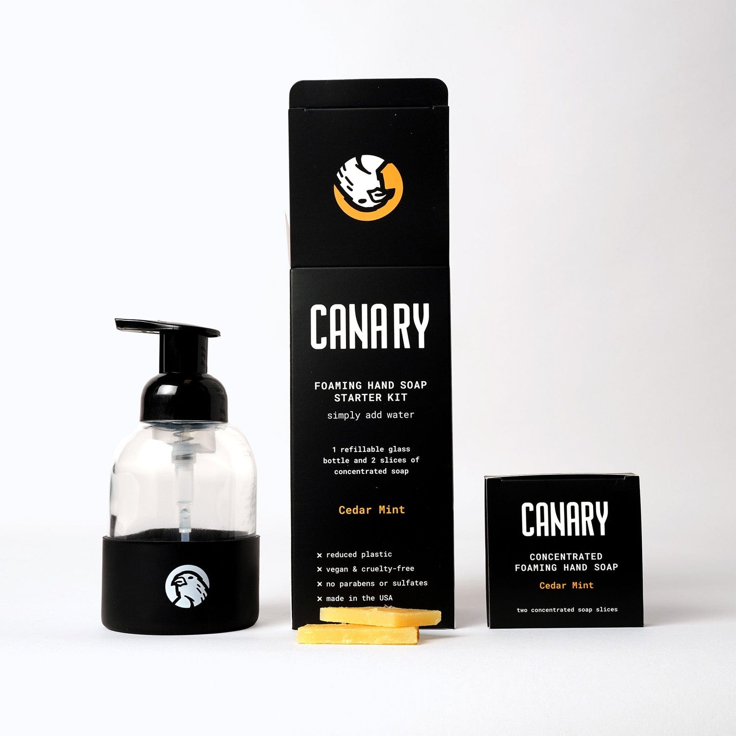 Canary Hand Soap Cedar Mint Hand Soap Starter Kit - Bottle &amp; 2 Soap Slices