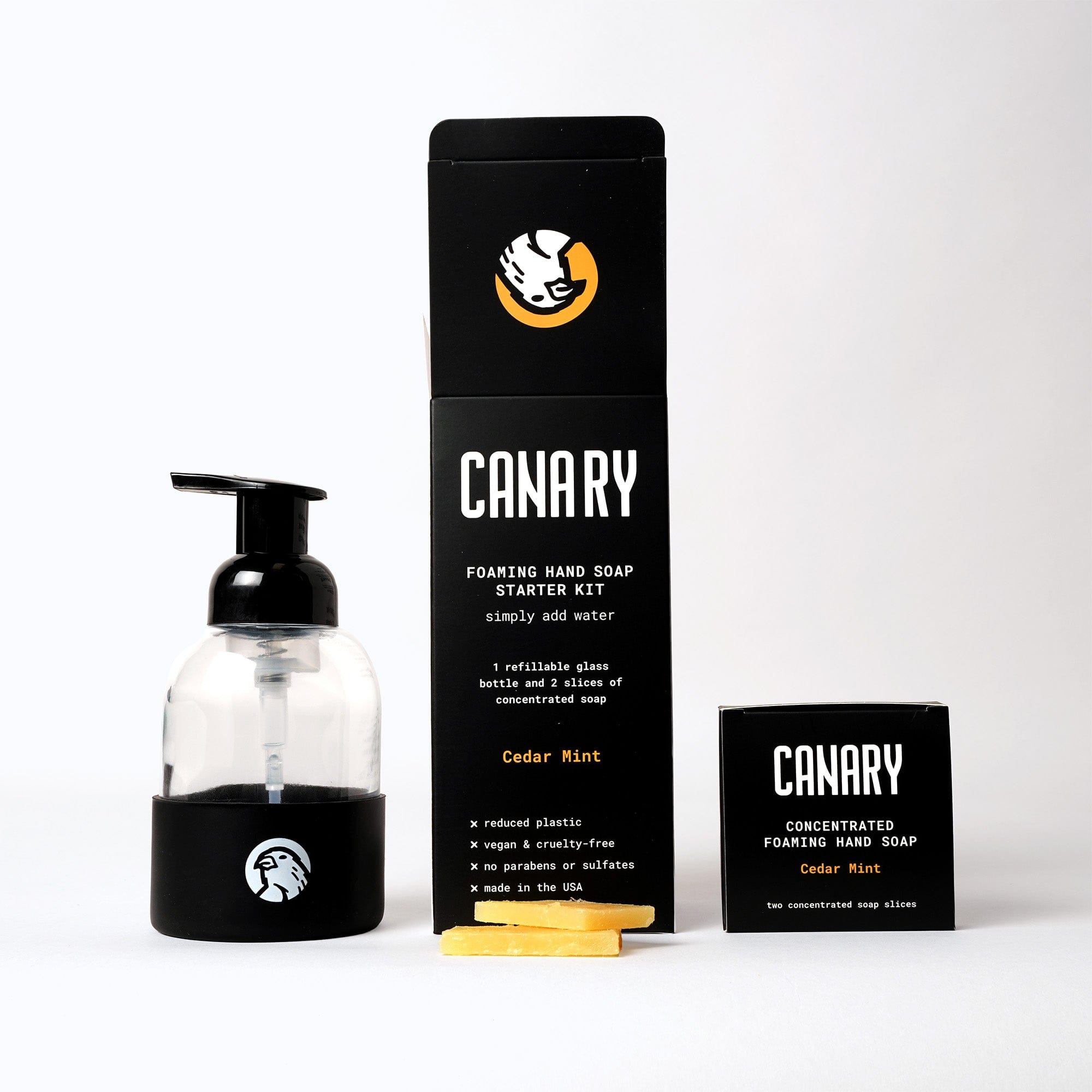 Canary Hand Soap Cedar Mint Hand Soap Starter Kit - Bottle &amp; 2 Soap Slices
