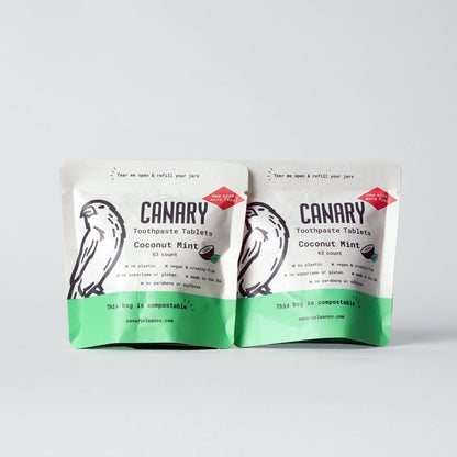 Canary Toothpaste Tablets 2-pack of the sample pouches - 126 tablets Coconut Mint Toothpaste Tablets