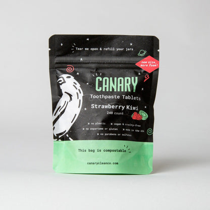 Canary Toothpaste Tablets 4 month refill pack - 240 tablets Strawberry + Kiwi Toothpaste Tablets