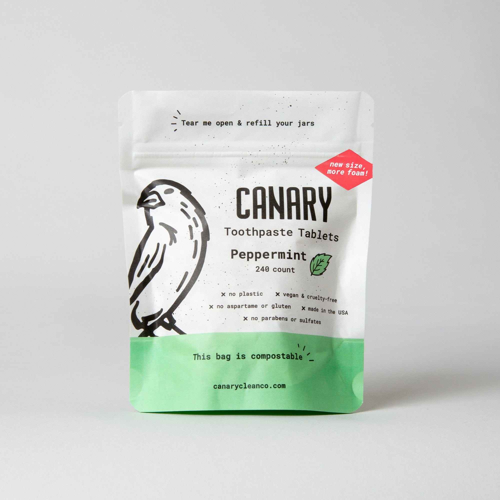 Canary Toothpaste Tablets 4 month refill pack - 240 tablets Peppermint Toothpaste Tablets