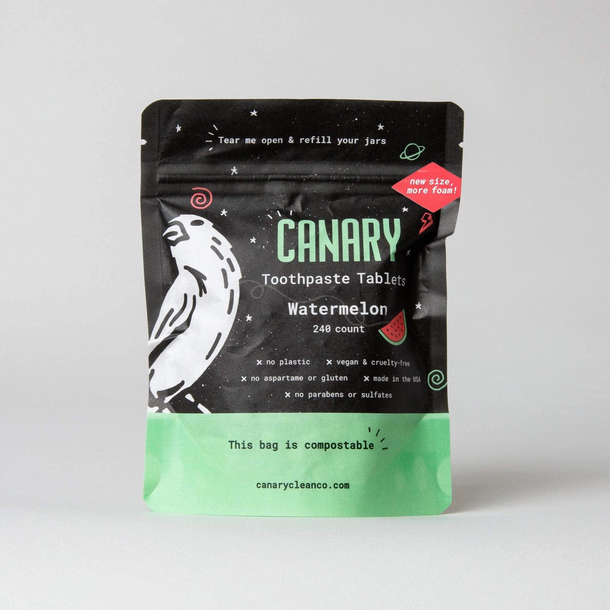 Canary Toothpaste Tablets 4 month refill pack - 240 tablets Watermelon Toothpaste Tablets