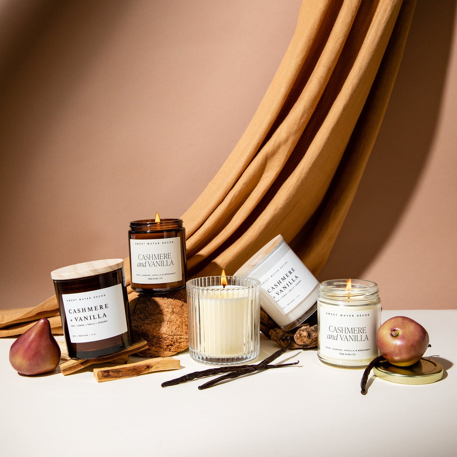 Cashmere and Vanilla Soy Candle - White Jar - 11 oz - My American Goods