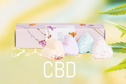 Bath Bombs with CBD -  5 Hearts Shaped with CBD - in a Gift Box - Can be personalized. (THC free) - My American Goods