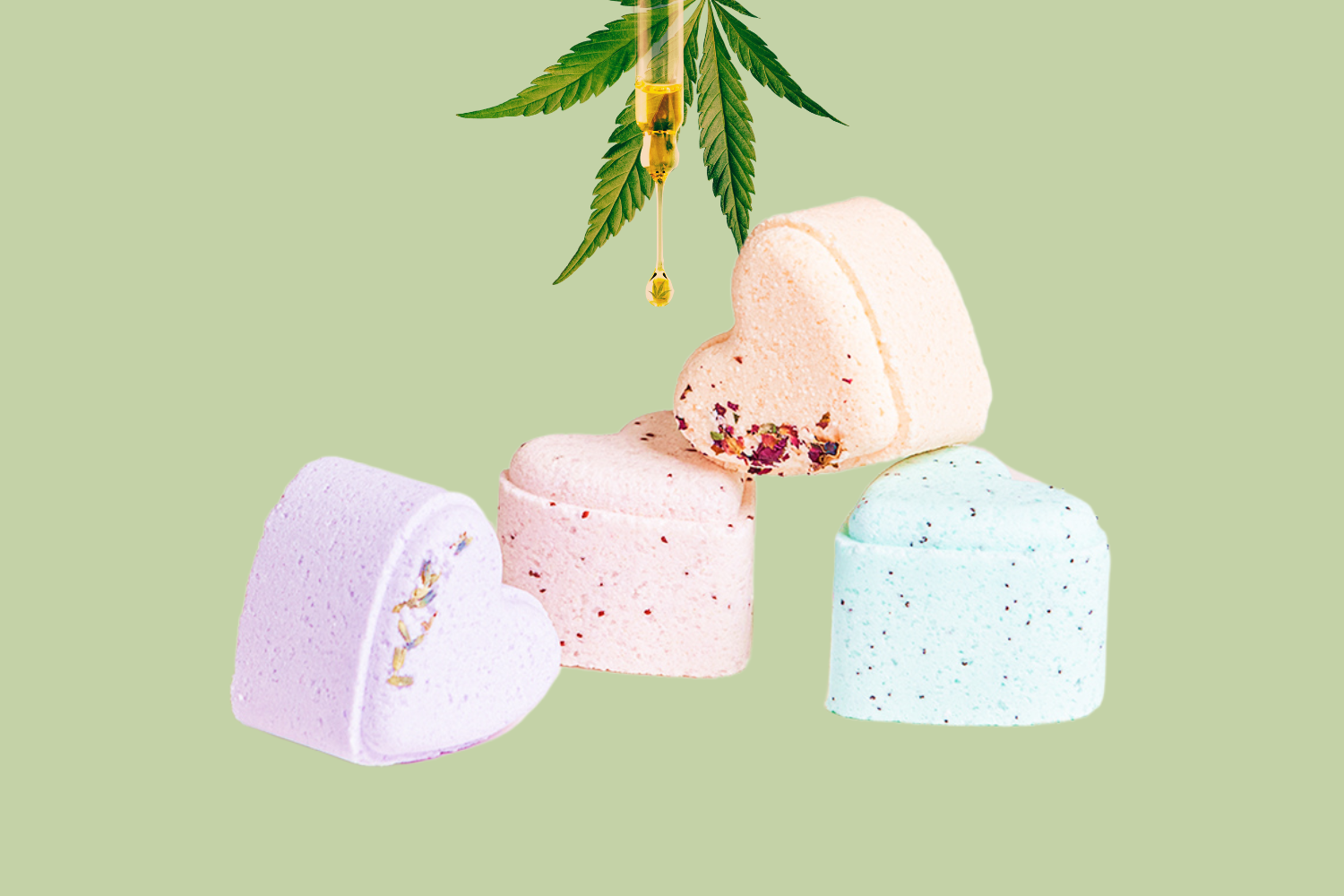 CBD -  5 Hearts Shaped Shower Steamers/ fizzies with CBD - in a Gift Box - Can be personalized. (THC free) - My American Goods