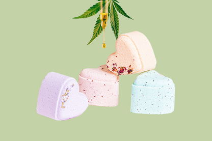 CBD -  5 Hearts Shaped Shower Steamers/ fizzies with CBD - in a Gift Box - Can be personalized. (THC free) - My American Goods