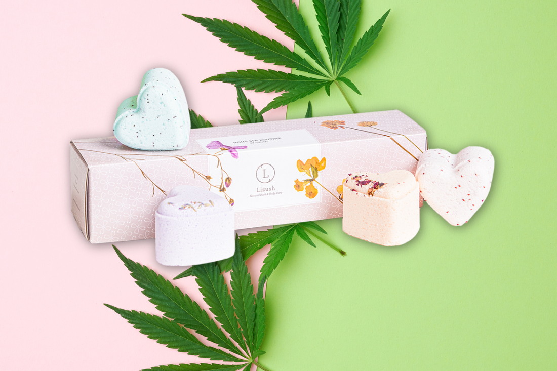 Bath Bombs with CBD -  5 Hearts Shaped with CBD - in a Gift Box - Can be personalized. (THC free) - My American Goods