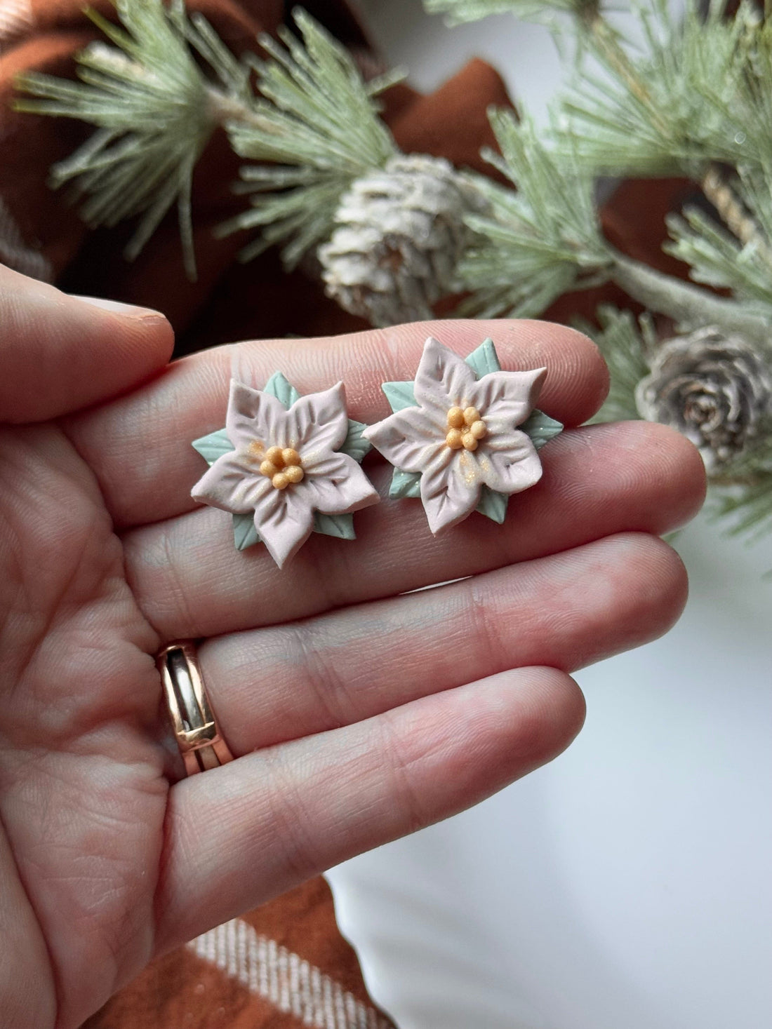 Pink Sugar Poinsettia Studs