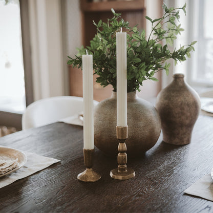 Gold Cast Iron Taper Candle Holders - Set of 2
