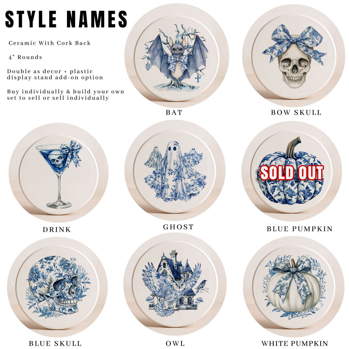 Chinoiserie Halloween Coasters