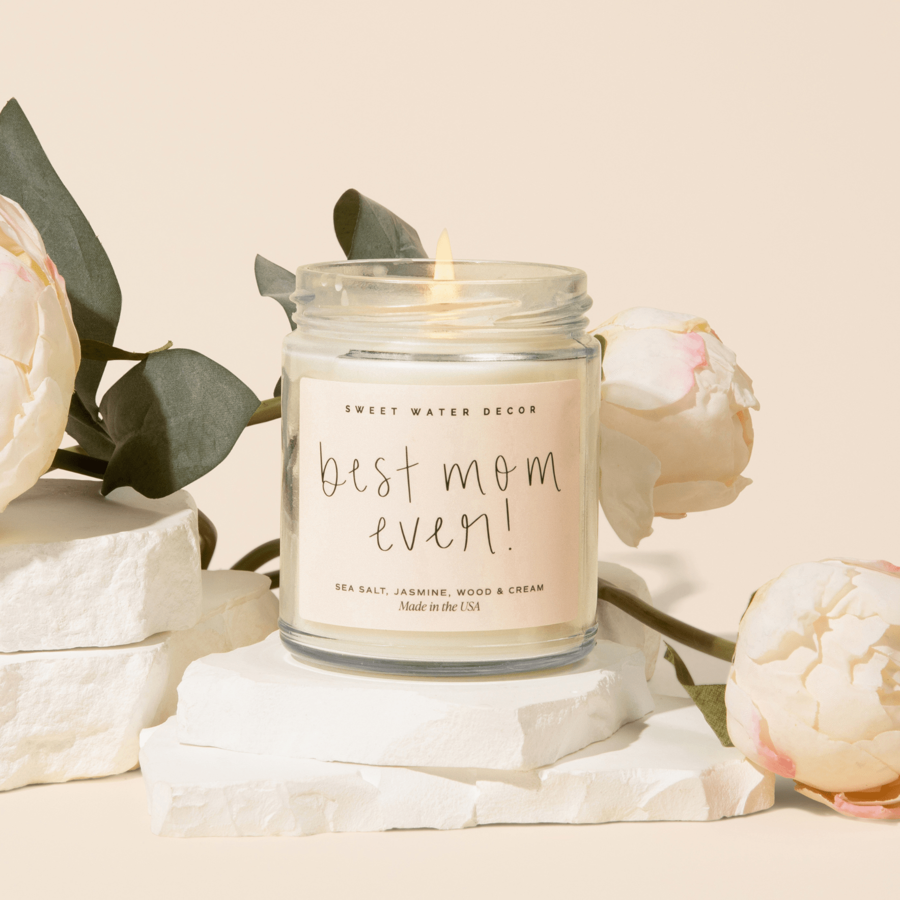 Sweet Water Decor Candles Best Mom Ever! Soy Candle - Clear Jar - 9 oz (Spa Day)