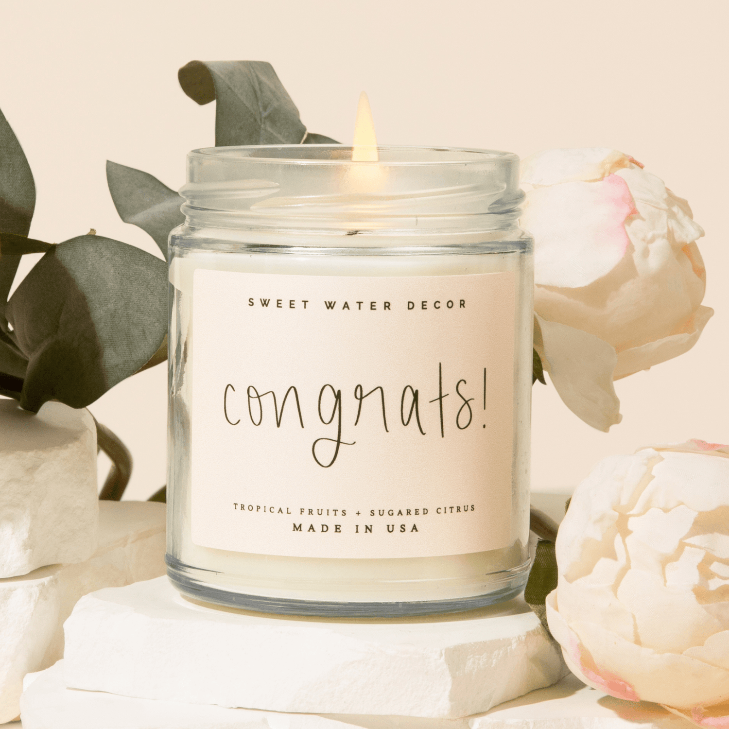 Sweet Water Decor Candles Congrats! Soy Candle - Clear Jar - 9 oz (Island AIr)