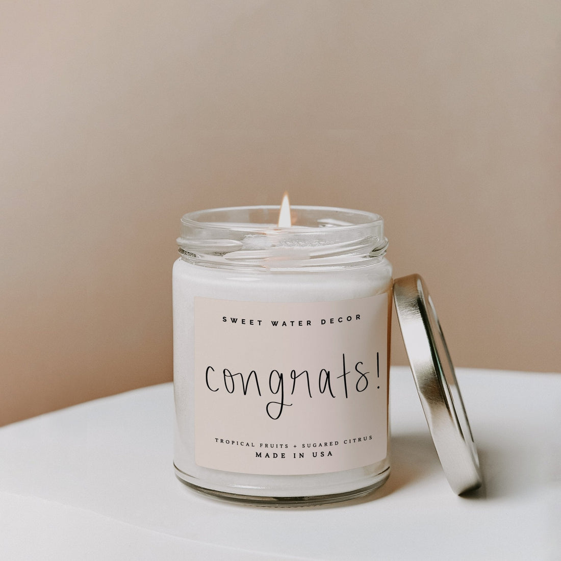 Congrats! Soy Candle - Clear Jar - 9 oz (Island AIr) - My American Goods