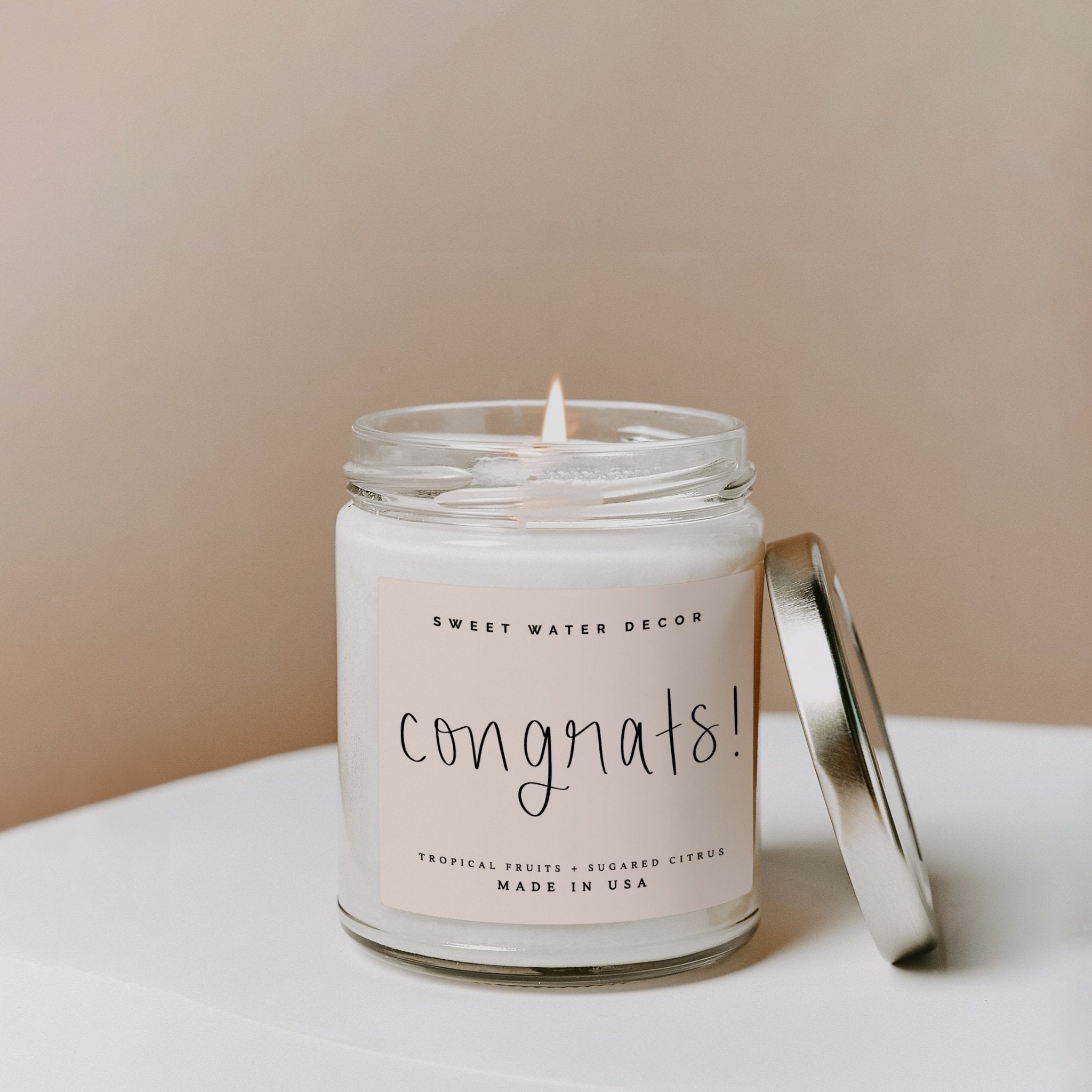 Congrats! Soy Candle - Clear Jar - 9 oz (Island AIr) - My American Goods