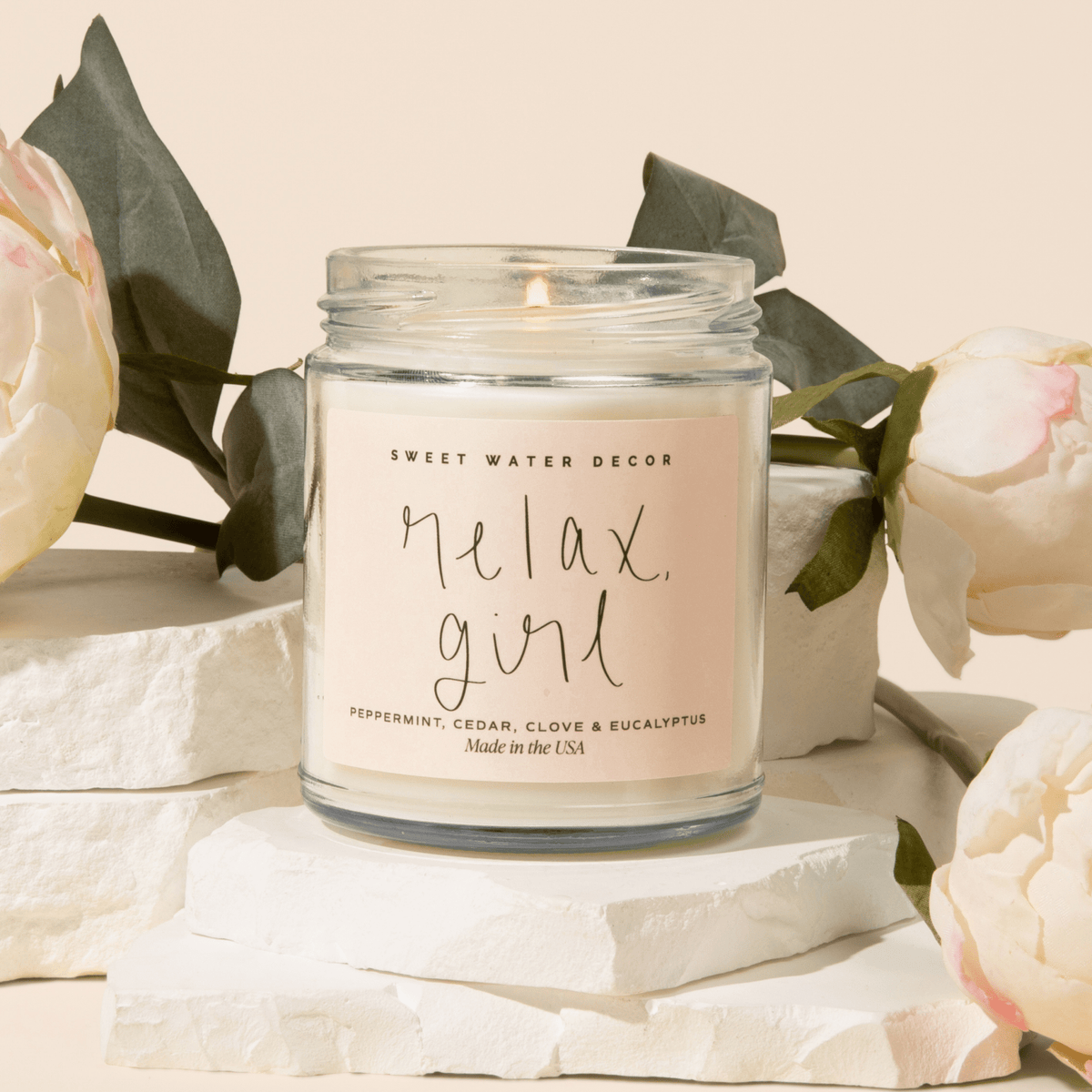 Relax, Girl Soy Candle - Clear Jar - 9 oz (Relaxation)