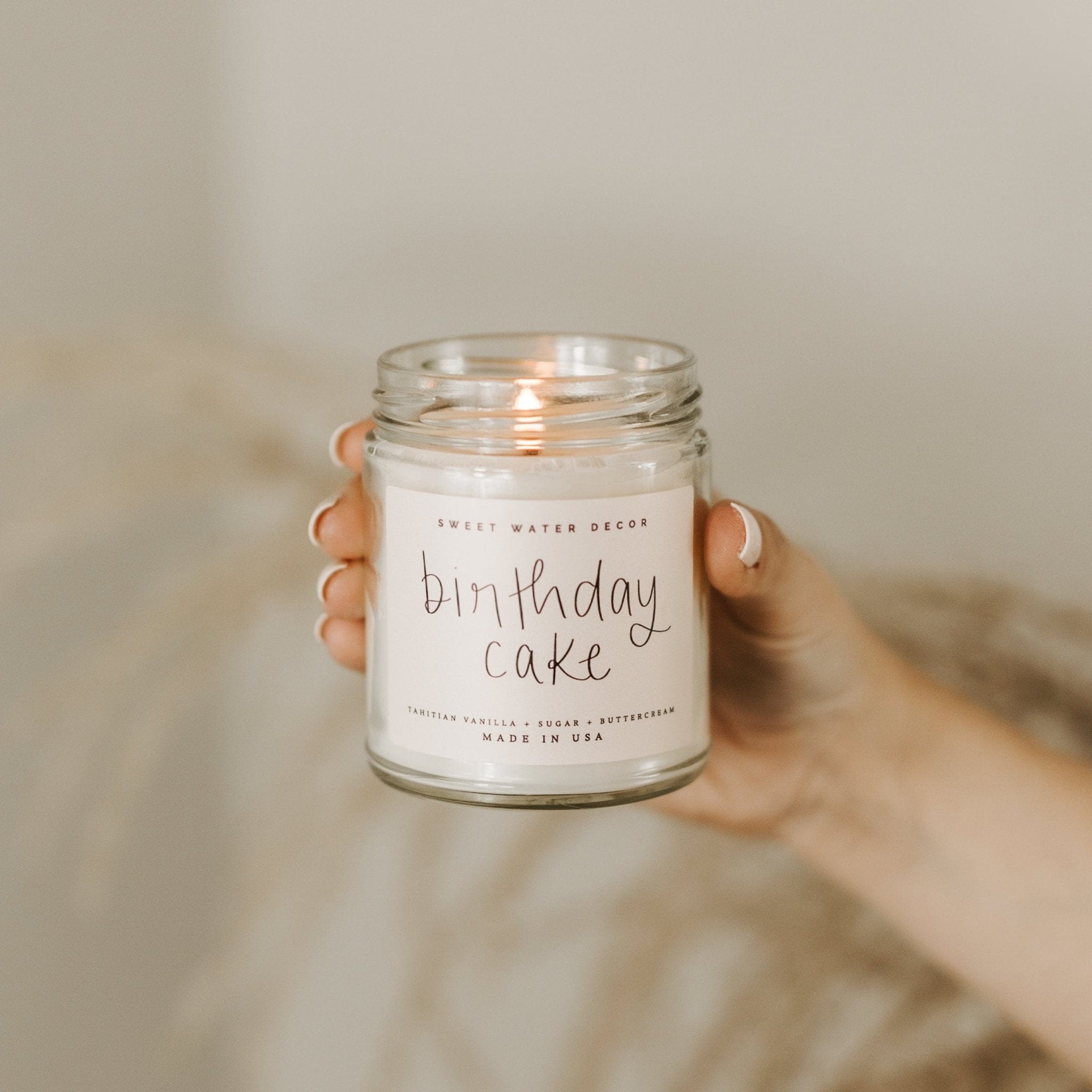 Sweet Water Decor Candles Birthday Cake Soy Candle - Clear Jar - 9 oz