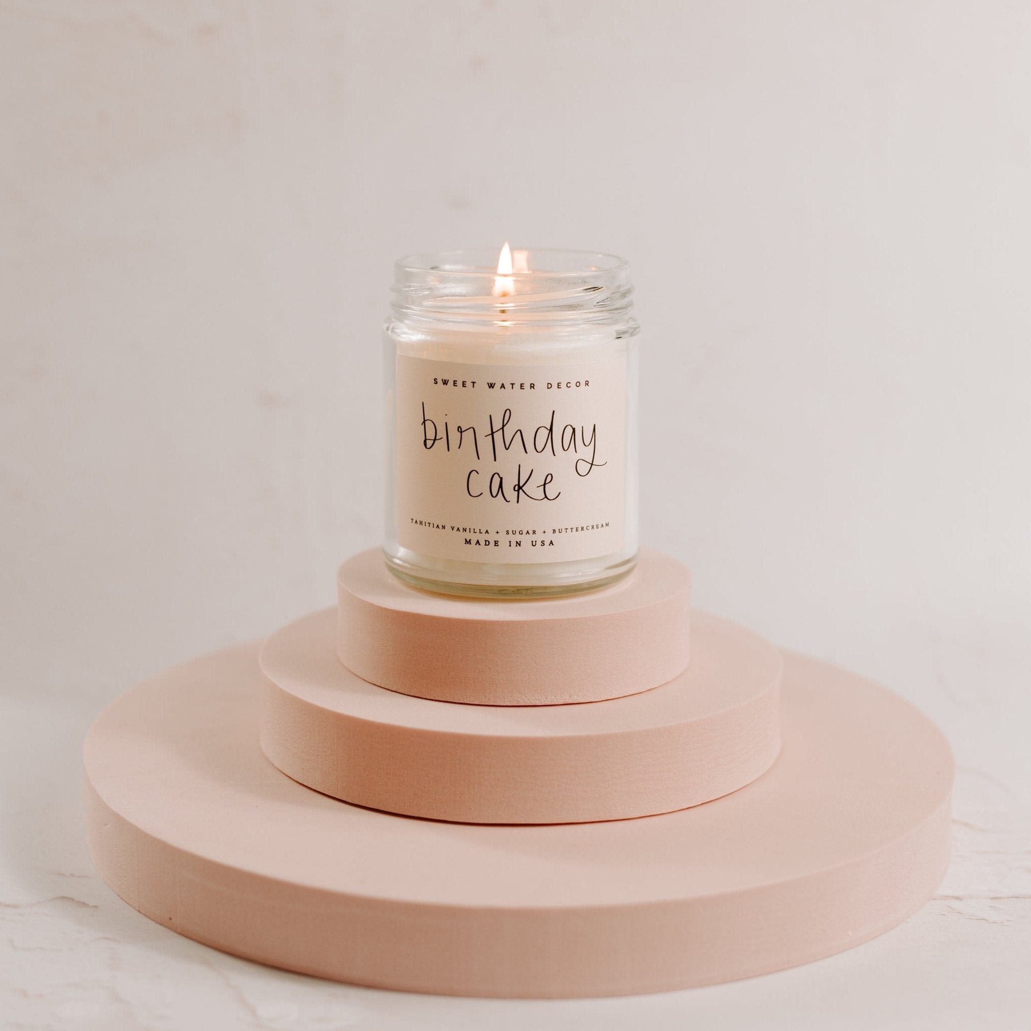 Sweet Water Decor Candles Birthday Cake Soy Candle - Clear Jar - 9 oz