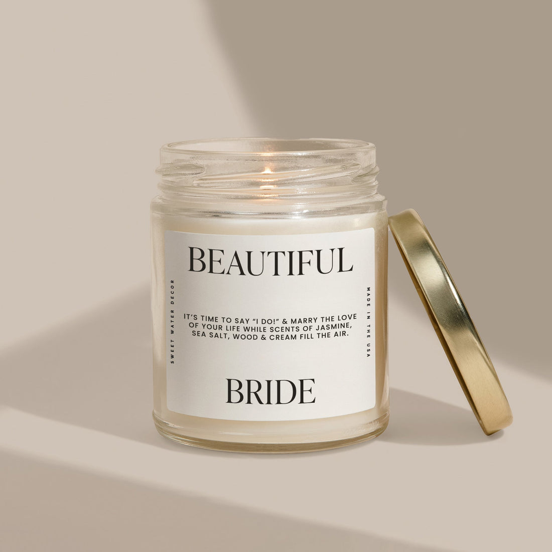 Beautiful Bride Soy Candle - Large Quote Label - 9 oz - My American Goods