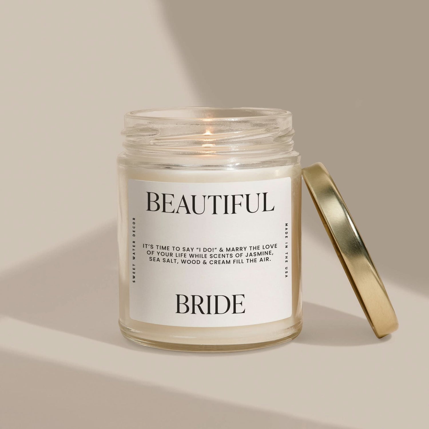 Beautiful Bride Soy Candle - Large Quote Label - 9 oz - My American Goods