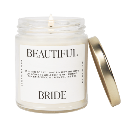 Beautiful Bride Soy Candle - Large Quote Label - 9 oz - My American Goods