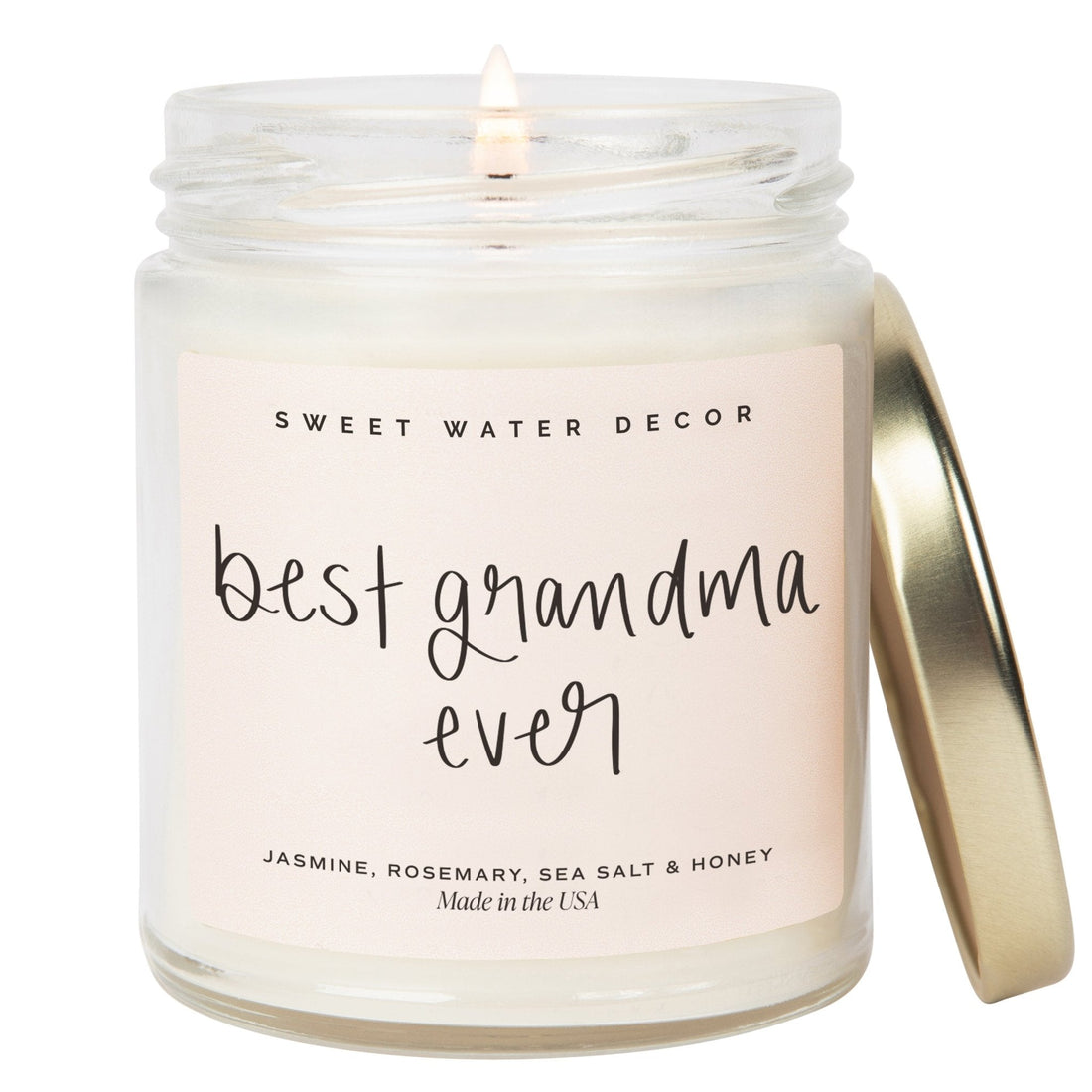 Best Grandma Ever Soy Candle - Clear Jar - 9 oz (Wildflowers and Salt) - My American Goods