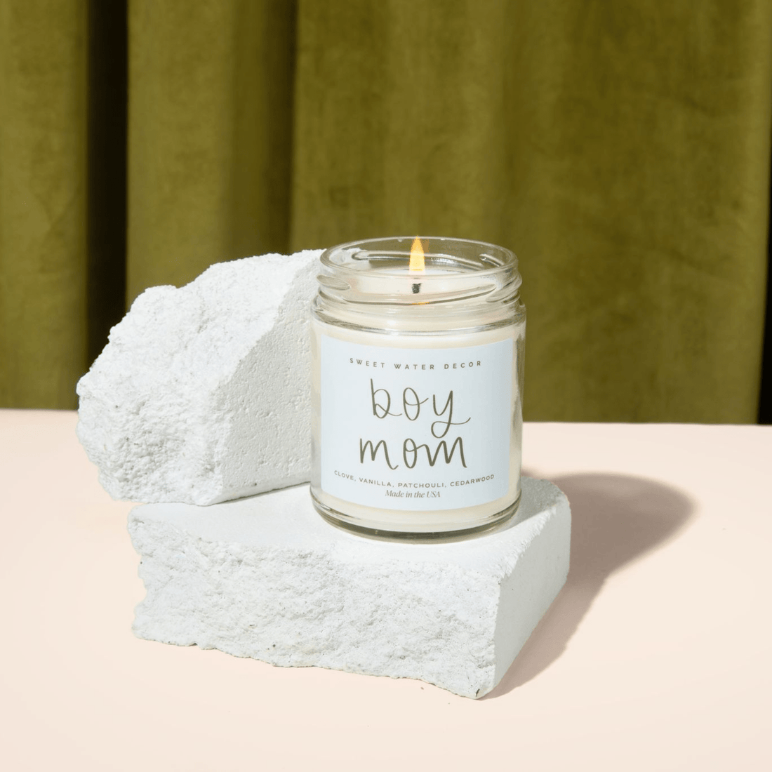 Boy Mom Soy Candle - Clear Jar - 9 oz (Palo Santo Patchouli) - My American Goods
